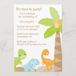 可愛いクール恐竜の少年の誕生日パーティーの招待状 招待状