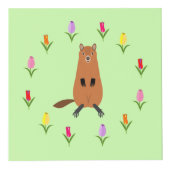 可愛いグラウンドホッグとチューリップ花フォトアップロード フォトキューブ (右)