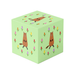 可愛いグラウンドホッグとチューリップ花フォトアップロード フォトキューブ