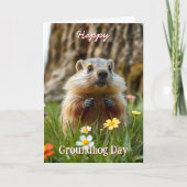 可愛いグラウンドホッグの日と単語検索 カード (正面)