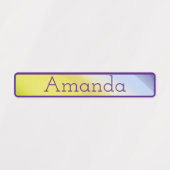 可愛いグラデーションの緑の紫色の名前 ラベル (デザイン1)