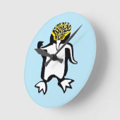 可愛いグラフィックペンギン – 海ブルー ラウンド壁時計 (傾斜)