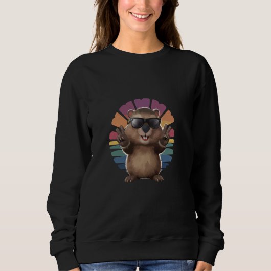 可愛いグランドホッグティーwoodchuck capybargopher Gro スウェットシャツ (正面)