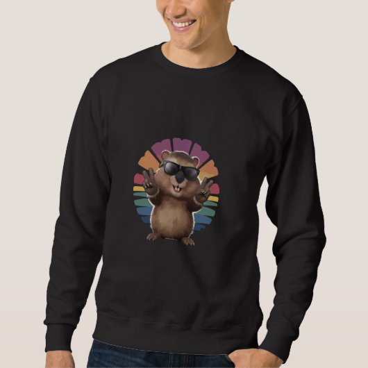 可愛いグランドホッグティーwoodchuck capybargopher Gro スウェットシャツ (正面)