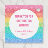可愛いグリッターレインボーカスタム誕生日サンキュー フェイバータグ (裏面)