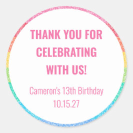 可愛いグリッターレインボーカスタム誕生日サンキュー ラウンドシール
