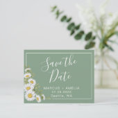 可愛いグリーンとホワイトのデイジーでSave The Date 案内ポストカード (スタンド正面)