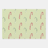 可愛いグリーンと赤キャンディーキャンセクリスマスホリデー ラッピングペーパーシート (正面)