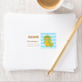 可愛いグリーンと黄色のディノのパーソナライズされた子供 ラベル (インサイチュ)