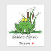 可愛いグリーンのカエルカスタムカットのビニールシール シール (シート)