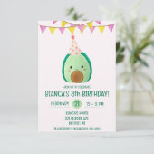 可愛いグリーンアボカドスタッフプリッシュ誕生日パーティー 招待状 (スタンド正面)