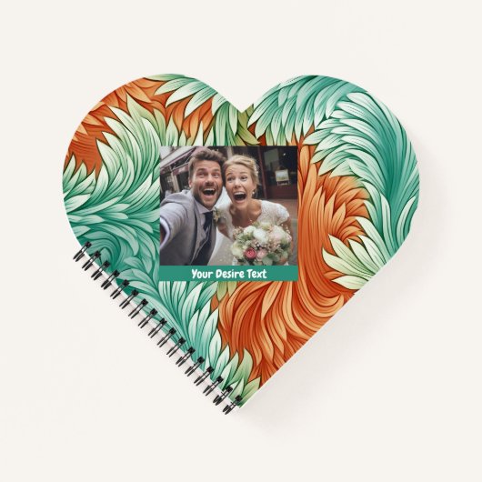 可愛いグリーンオレンジフローラカスタムスパイラルノート ノートブック (正面)