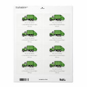 可愛いグリーンガーベージトラック子供の誕生日アドレス ラベル (フルシート)