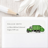 可愛いグリーンガーベージトラック子供の誕生日アドレス ラベル (インサイチュ)