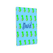 可愛いグリーンサッカーDino Tレックスオンブルーポスター メタルプリント (3/4)