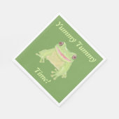 可愛いグリーンツリーカエル – 美味しいお腹の時間！パーティー。 スタンダードランチョンナプキン (角)