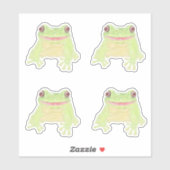 可愛いグリーンツリーカエル – 4xカスタムのカットシール。 シール (シート)
