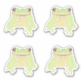 可愛いグリーンツリーカエル – 4xカスタムのカットシール。 シール