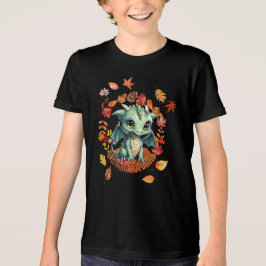 可愛いグリーンドラゴン「自閉症すごい秋」デザイン トライブレンドTシャツ