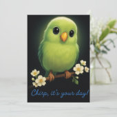 可愛いグリーンバードありがとうご注意書き サンキューカード (スタンド正面)