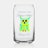 可愛いグリーンパステルフクロウのパン追加文字誕生日t ガラス缶 (裏面)