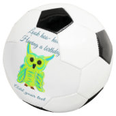 可愛いグリーンパステルフクロウのパン追加文字誕生日t サッカーボール (3/4)