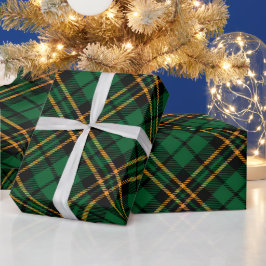 可愛いグリーンパターンプレイドクリスマス ラッピングペーパー