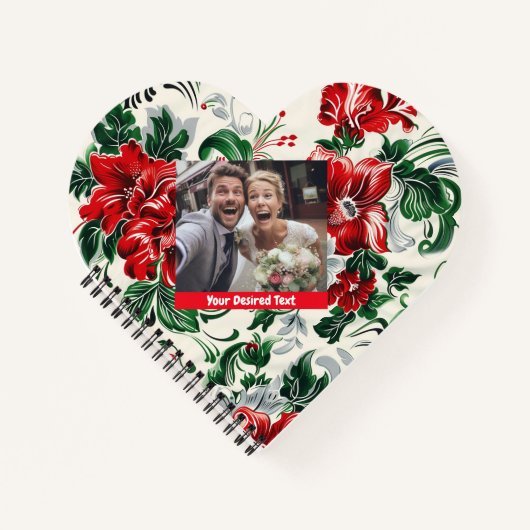 可愛いグリーンレッドフローラカスタムスパイラルノート ノートブック (正面)