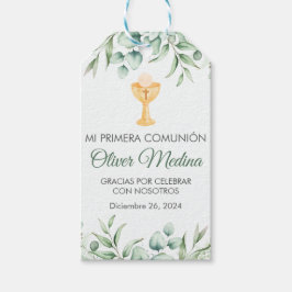 可愛いグリーン離れスペインのFirst Communion ギフトタグ