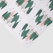 可愛いグリーン&コーラルクリスマスパインツリーウッドランド 薄葉紙 (詳細)