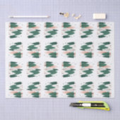 可愛いグリーン&コーラルクリスマスパインツリーウッドランド 薄葉紙 (クラフト)