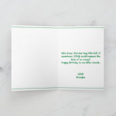 可愛いグリーンTレックス恐竜の孫の1歳の誕生日 カード (内部)