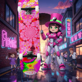 可愛いグルービーピンク抽象芸術スパイラルスケートボード スケートボード