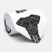 可愛いグレーと黒のマンダラゾウのパターン ネクタイ (ロール)