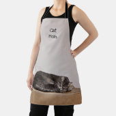 可愛いグレーのタビー猫が猫ママの上で寝る エプロン (インサイチュ)
