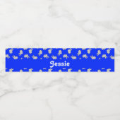 可愛いグレーのバンニーを青に ペットボトルラベル (シングルラベル)