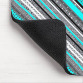 可愛いグレーアクアアステカ柄 マウスパッド (コーナー)