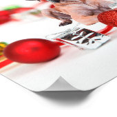 可愛いグレートデーンドッグクリスマスサンタハット ポスター (角)