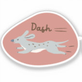 可愛いグレー図解入りの、写真付きののロングドッグ秋の色 シール (正面)