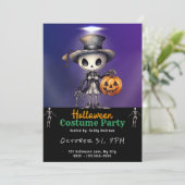 可愛いグールイントップハットとボウタイブラックハロウィーン 招待状 (スタンド正面)