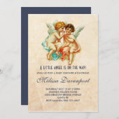 可愛いケルビエフエメラフェイクオンパーチメント赤ちゃんシャワー 招待状 (正面/裏面)