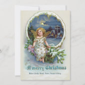 可愛いケルブ金ゴールドウィング、クリスマスグリーティングカード 招待状 (正面)