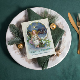 可愛いケルブ金ゴールドウィング、クリスマスグリーティングカード 招待状