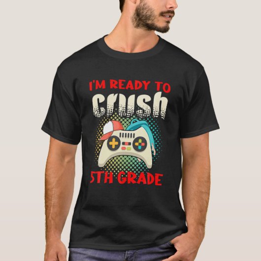 可愛いゲーマーコントローラー学校5Tつぶす準備ができている Tシャツ (正面)
