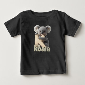 可愛いコアラの文字KキッズTシャツ | アニマルアルファベット ベビーTシャツ
