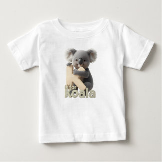 可愛いコアラの文字K子供用Tシャツ | アニマルアルファベット ベビーTシャツ