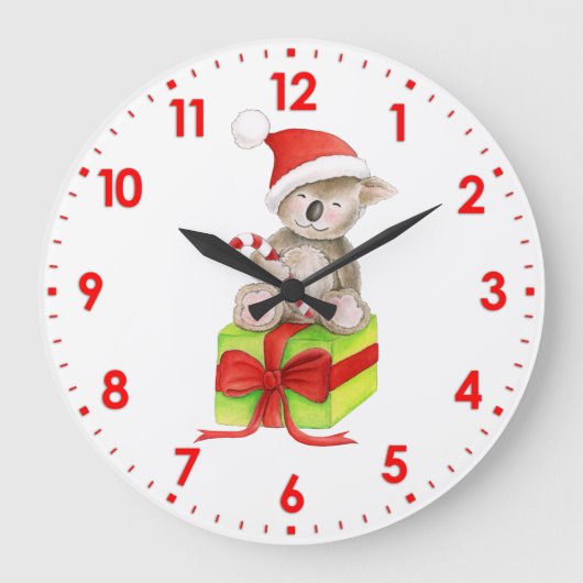 可愛いコアラアートクリスマスウォール時計 ラージ壁時計 (正面)