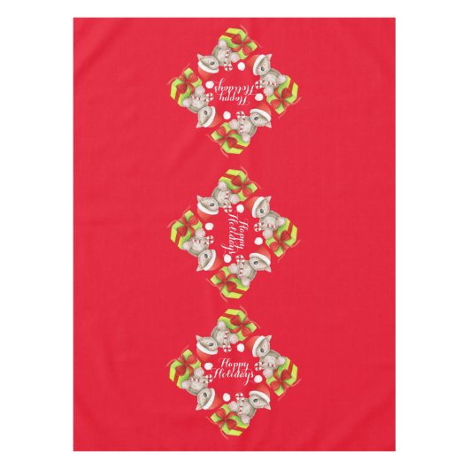 可愛いコアラクマとギフト赤いテーブルクロス テーブルクロス (正面)