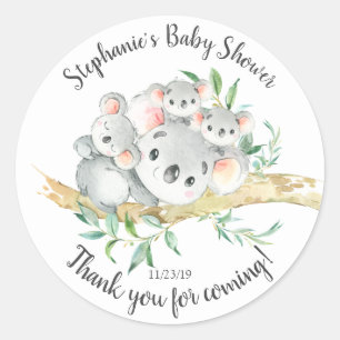 可愛いコアラクマ三つ子ベビーシャワーの好意 ラウンドシール