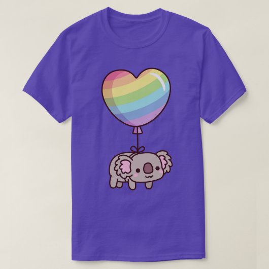 可愛いコアラベアとレインボーハートバルーン Tシャツ (デザイン正面)